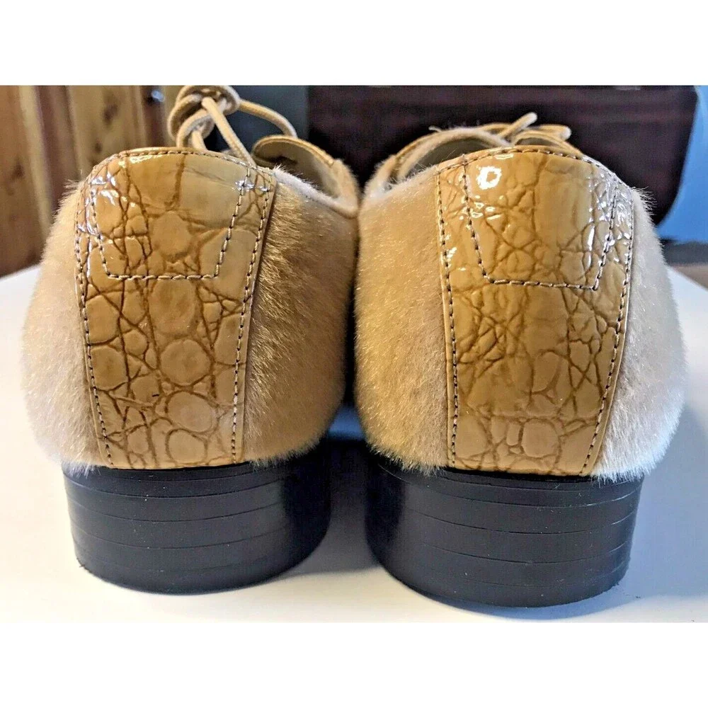 Hugo Vitelli Men's Dress Shoes Faux Fur Snakeskin Size 10.5 Tan